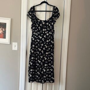 Old Navy Black Floral Midi Dress